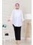 Önü Fiyonk Detaylı Keten Tunik-Beyaz 2