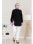 Önü Fiyonk Detaylı Keten Tunik-Siyah 2