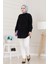 Önü Fiyonk Detaylı Keten Tunik-Siyah 3