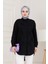 Önü Fiyonk Detaylı Keten Tunik-Siyah 4