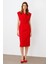 Moda Ilgi Kadın Kol Ağzı Boncuk Aksesuar Detaylı Elbise 0015 Kırmızı 1
