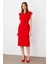 Moda Ilgi Kadın Kol Ağzı Boncuk Aksesuar Detaylı Elbise 0015 Kırmızı 3
