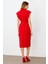 Moda Ilgi Kadın Kol Ağzı Boncuk Aksesuar Detaylı Elbise 0015 Kırmızı 4