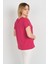 Kadın Düşük Kollu Taş Süsleme Detaylı Bisiklet Yaka Bluz 24E116 Fuşya 4