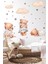 Büyük Boy 3'lü Uyuyan Ayıcık Bulutlar ve Yıldızlar Çocuk Bebek Odası Sticker Seti 2