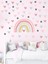 Soft Pembe Tonlarda Gökkuşağı ve Kalpler Bebek Çocuk Odası Duvar Sitcker 3
