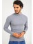 Erkek Kaşkorse Boğazlı Full Likralı Fitilli Body Kazak - Gri 3