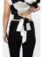 Arka Kısmı Bağlamalı Kareli Crop Bluz Siyah 03104 3