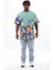 Unisex Oversize Baskılı Bisiklet Yaka T-Shirt - Mint Yeşili 1