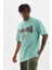Unisex Baskılı Oversize T-Shirt - Mint Yeşili 1