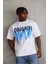 Unisex Baskılı Oversize T-Shirt - Beyaz 1