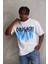 Unisex Baskılı Oversize T-Shirt - Beyaz 3