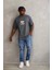 Unisex Baskılı Oversize T-Shirt - Füme 3