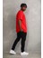 Unisex Baskılı Oversize T-Shirt - Kırmızı 5