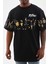 Unisex Bisiklet Yaka Baskılı Oversize T-Shirt - Siyah 2