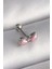 316L Çelik Gümüş Renk Pembe Kurdele Zirkon Taş Detay Tragus Piercing - Lisinya 1