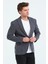 Erkek Slim Fit Blazer Ceket Lacivert Beyaz 1