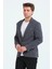 Erkek Slim Fit Blazer Ceket Lacivert Beyaz 3