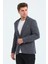 Erkek Slim Fit Blazer Ceket Lacivert Beyaz 4
