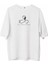 Unisex Bisiklet Yaka Baskılı Oversize T-Shirt - Beyaz 1
