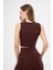 Kadın Fitilli Baskılı Crop - Bordo 2
