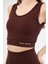 Kadın Fitilli Baskılı Crop - Bordo 4