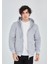Unisex Tam Fermuarlı Kapşonlu Sweatshirt - Gri 1