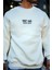 Oversize Bisiklet Yaka Üç Iplik Baskılı Sweatshirt - Beyaz 1