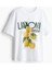 %100 Pamuk Limon Baskılı Beyaz Kadın Tshirt 4