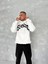 Unisex Üç Iplik Kapüşonlu Baskılı Sweatshirt - Beyaz 1