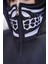 Samuray Kapşonlu Zıp Fermuarlı Çift Kapşonlu Nakışlı Sweatshirt- Siyah 5