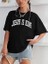 Kadın Bisiklet Yaka Kısa Kol Baskılı T-Shirt - Siyah 2