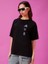 Kadın Baskılı Oversize T-Shirt - Siyah 1
