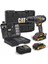 Cat DX12SET 18VOLT/2.0AH Li-Ion Çift Akülü Kömürsüz Profesyonel Darbeli MATKAP+DA01903 201 Parça Delme/vidalama Uç Seti 1