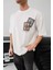 Erkek Baskılı Oversize T-Shirt - Beyaz 2
