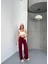 Osy Modal Yumuşak Dokulu Kumaş Nakış Işlemeli Rahat Bol Paça Eşofman Pantalon - Bordo 1