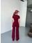 Osy Modal Yumuşak Dokulu Kumaş Nakış Işlemeli Rahat Bol Paça Eşofman Pantalon - Bordo 2
