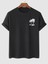 20/1 Penye Compack Palmiye Ön Baskılı Oversize Bisiklet Yaka Kısa Kol Yazlık T-Shirt - Siyah 1