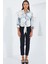 Oversize Dökümlü Crop Saten Gömlek 906 - Indigo 2