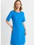 O Yaka Desenli Mavi Standart Kadın Elbise 25YSL7616 2