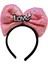 LED Işıklı 3 Farklı Fonksiyonda Yanan Gümüş Love Yazılı Fuşya Pembe Fiyonk Taç 20X17 cm 2