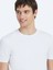 Beyaz Düz Bisiklet Yaka %100 Pamuk T-Shirt 3