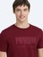 Bordo Baskılı Bisiklet Yaka %100 Pamuk T-Shirt 3