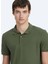 Haki Düz Polo Yaka %100 Pamuk T-Shirt 3