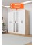 AE-2116 Kale Aynalı Sonomo/beyaz, 6 Kapaklı Gardırop, 13 Raflı, 3 Askılıklı 180 cm Dolap 1