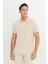 AC&Co / Altınyıldız Classics Erkek Çekmeyen Pamuklu Kumaş Slim Fit Dar Kesim Açık Bej-Beyaz Kıvrılmaz Polo Yaka Tişört 1