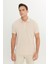 AC&Co / Altınyıldız Classics Erkek Çekmeyen Pamuklu Kumaş Slim Fit Dar Kesim Açık Bej-Beyaz Kıvrılmaz Polo Yaka Tişört 3