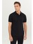 %100 Pamuk Regular Fit Normal Kesim Siyah Polo Yaka Tişört 1