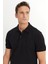 %100 Pamuk Regular Fit Normal Kesim Siyah Polo Yaka Tişört 4