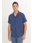 Relaxed Fit Geniş Kesim Yumuşak Dokulu Lacivert Gömlek 2